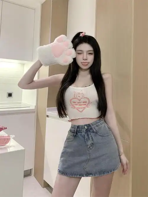 145小矮个子复古牛仔半身裙裤高腰a字包臀辣妹短裙xs显高夏穿搭配