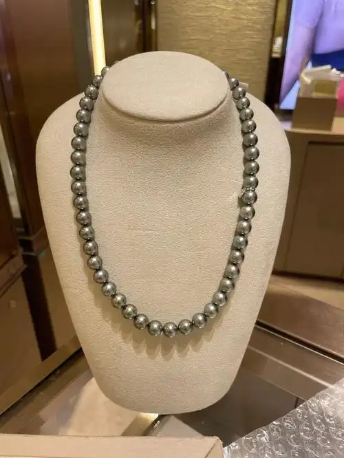 mikimoto铂金灰炫彩珍珠项链