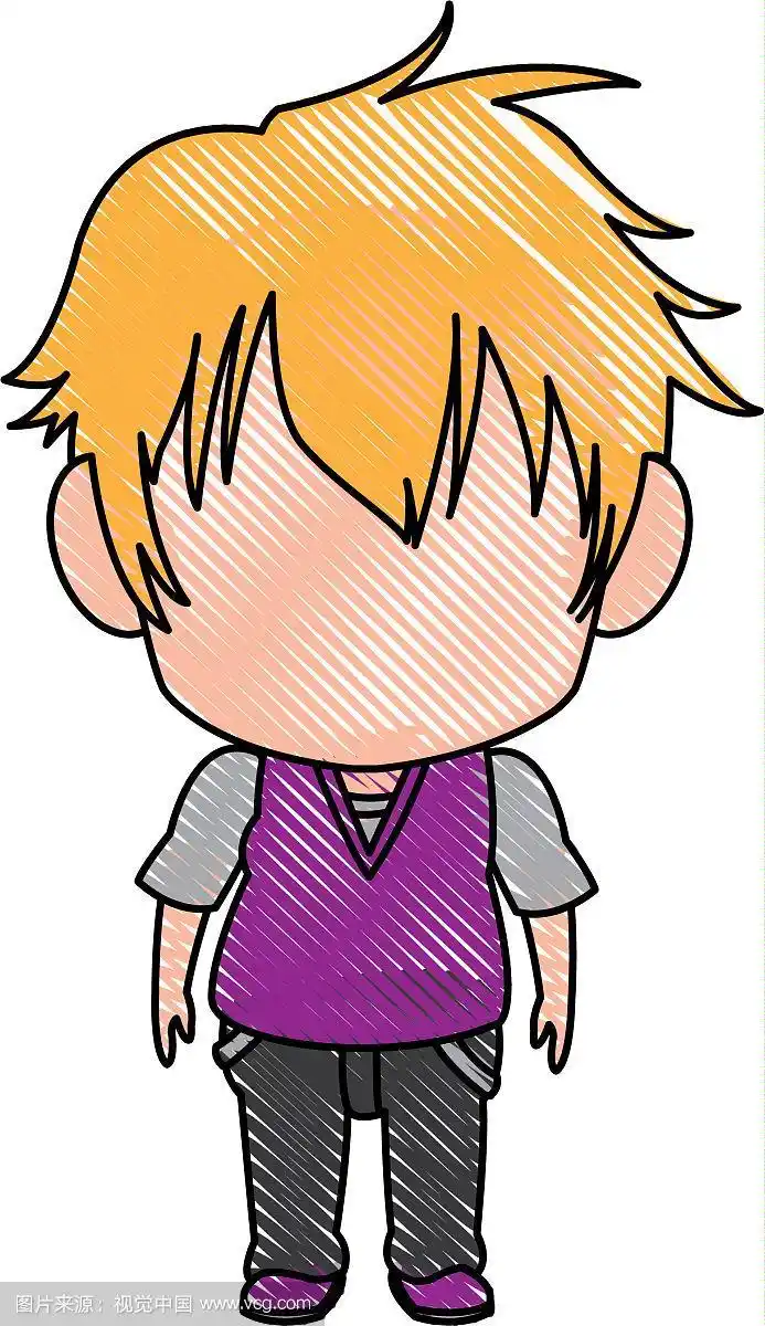 可爱的小男孩动漫无脸彩色形象