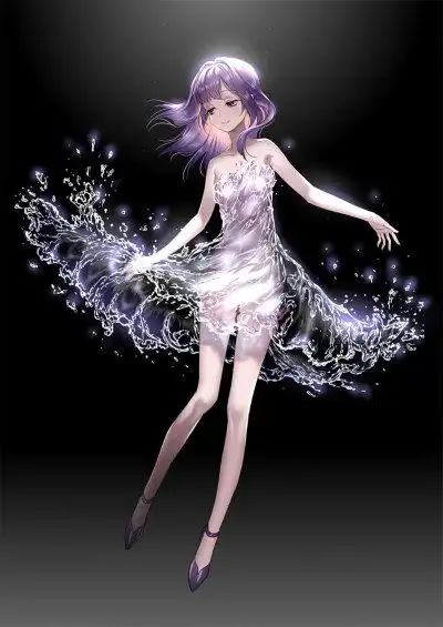 二次元 少女 紫发 紫瞳 水裙 紫色系 唯美