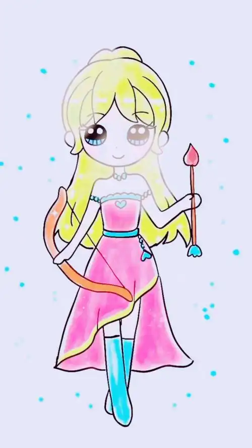 射手座卡通公主,画可爱插画