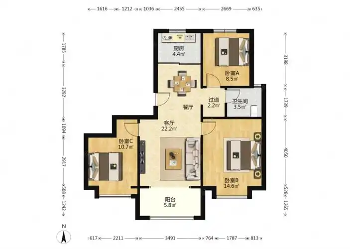 三室户型 采光通风好 品质小区 近地铁十号线,当代上品湾moma二手房