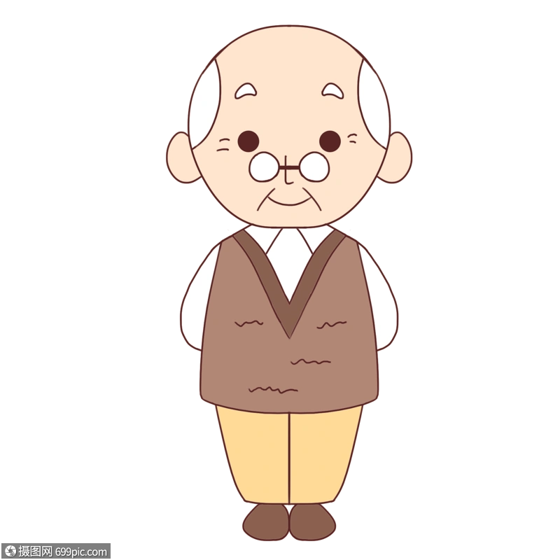 手绘卡通父亲节戴眼镜的老父亲