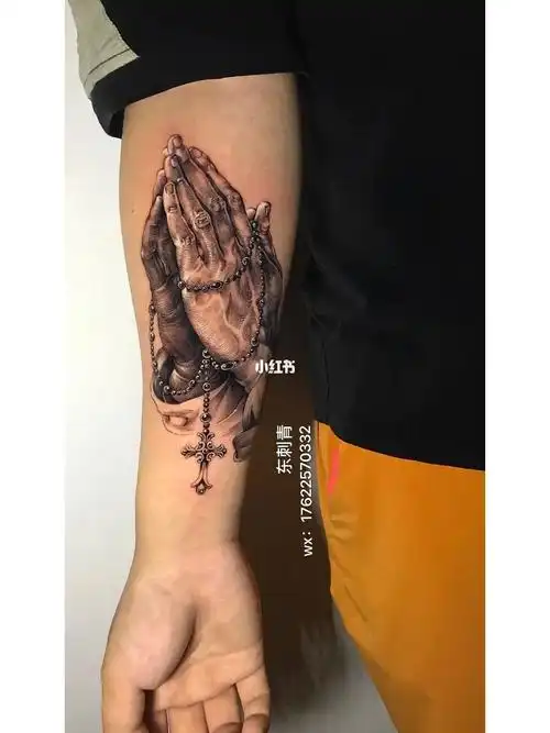 小臂纹身  #天津纹身  #写实纹身  #祈祷之手纹身  #天津东刺青