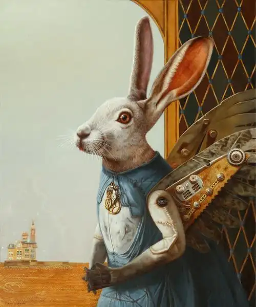 张钰《兔子先生》布面油画 5060cm