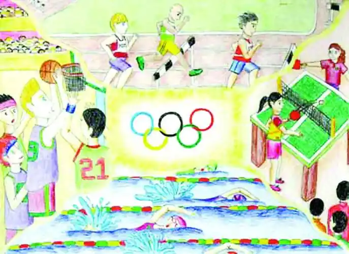 奥运会儿童画2022冬奥会儿童绘画作品迎奥运儿童画北京冬季奥运会少儿