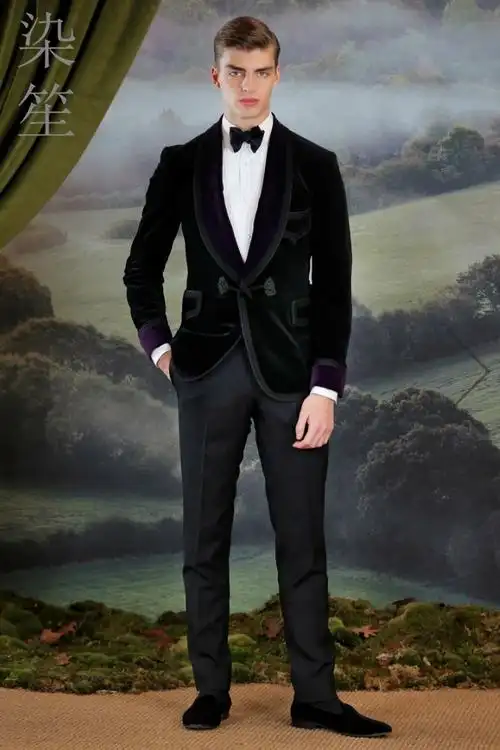 欧美复古宫廷风爵爵士男冬外套丝绒礼服西装西服