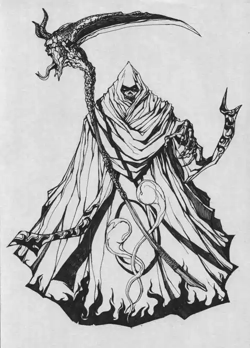 q4:求一张拿着镰刀的死神纹身图片.