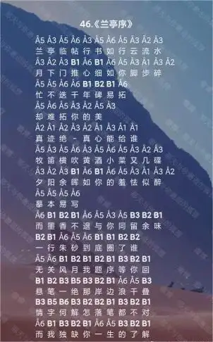 光遇兰亭序数字简谱-光遇兰亭序琴谱完整版