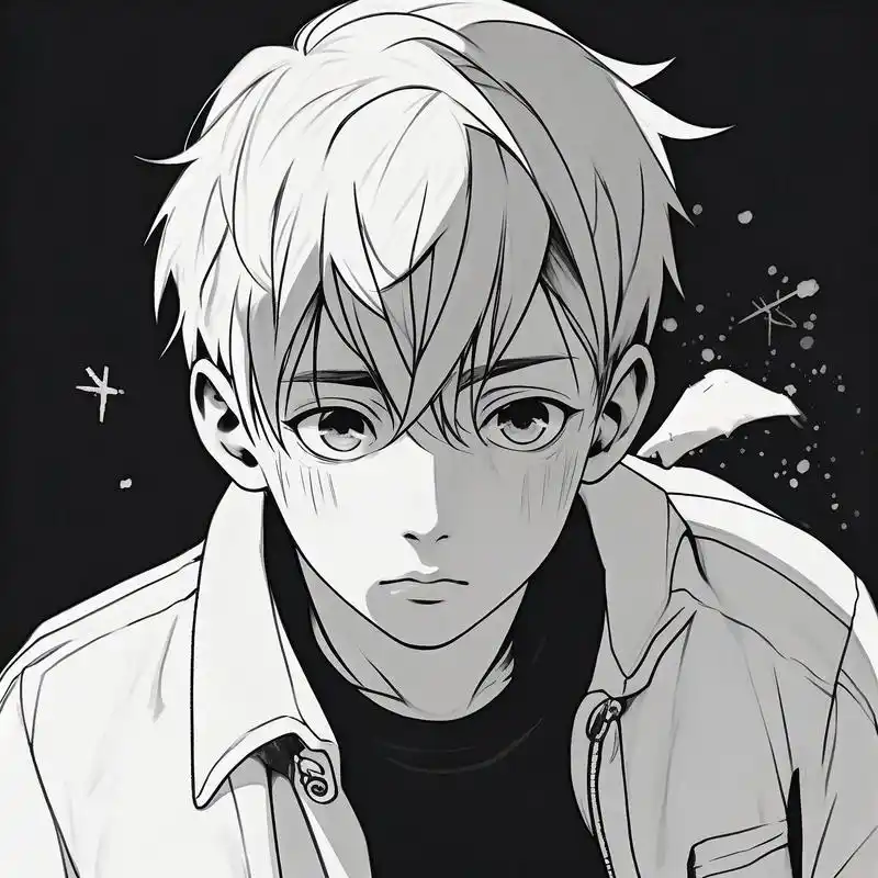 自闭孤独抑郁的黑白素描头像 94