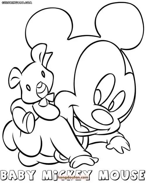 9张可爱的米奇宝宝卡通涂色简笔画