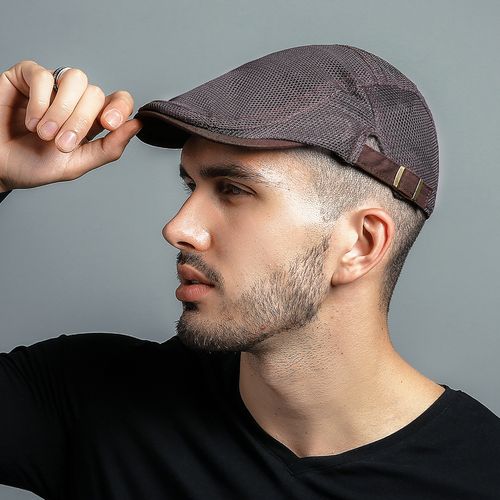 男士帽子夏天网帽韩版前进帽青年鸭舌帽透气遮阳防晒帽镂空贝雷帽