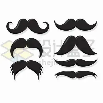 各种棕色的卡通胡子胡须山羊胡装饰png图片免抠矢量素材