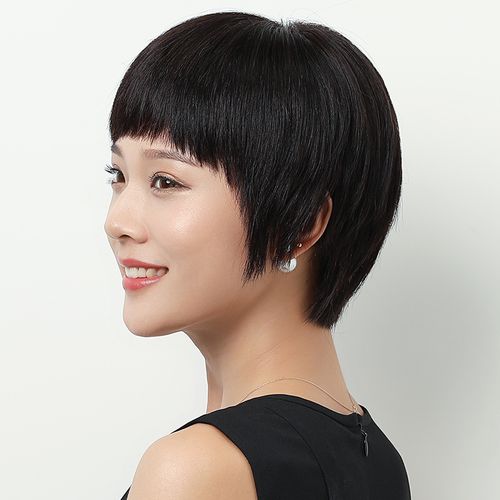 假发短发头套中老年圆脸短直发发型气质妈妈自然日常整顶假发