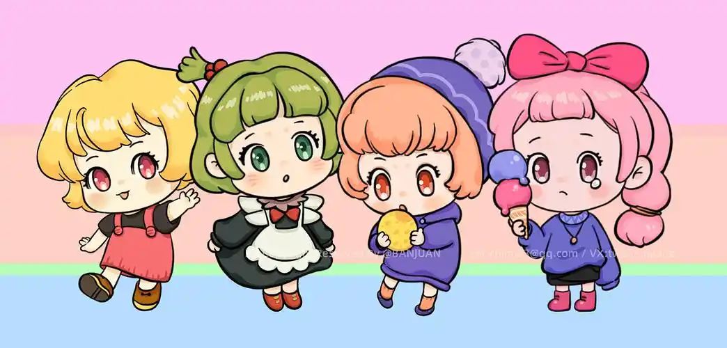 可爱甜q版二头身女孩手机壳