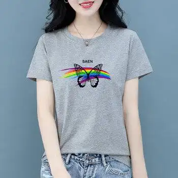 短袖t恤女纯棉短袖t恤女夏季2022年新款薄款夏装短款宽松半袖女士上衣