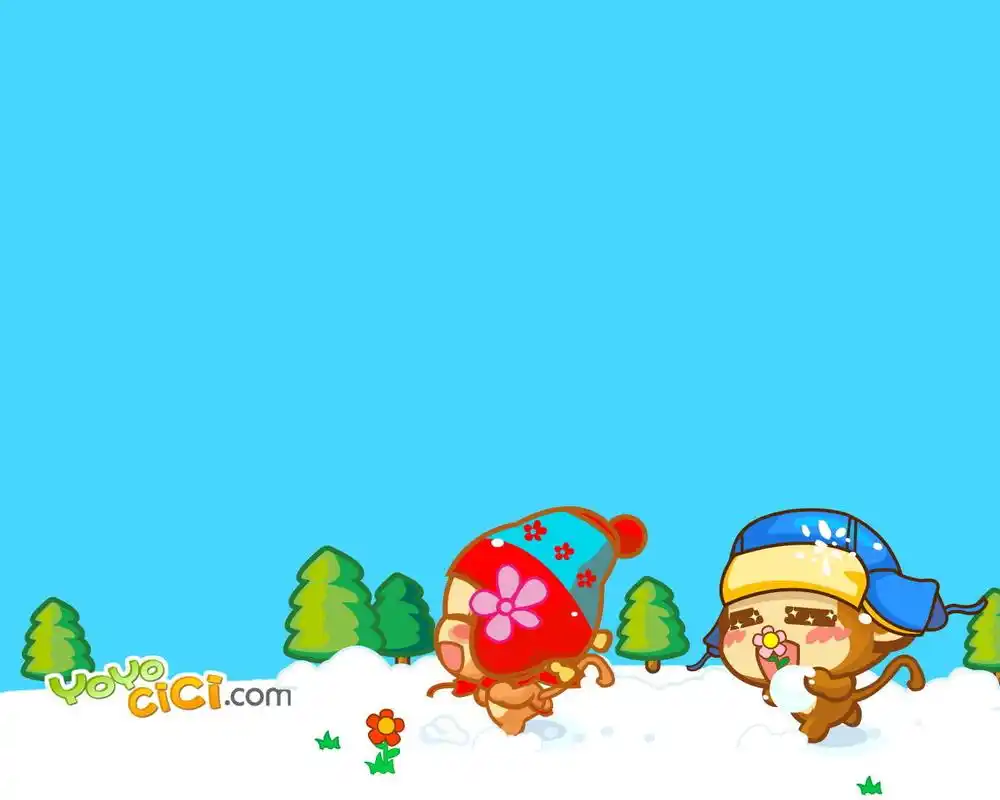 悠嘻猴卡通动漫简单背景可爱电脑桌面壁纸图片下载