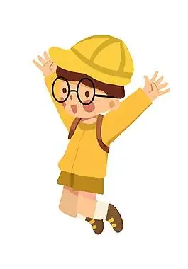 开心跳起来的卡通男孩人物装饰