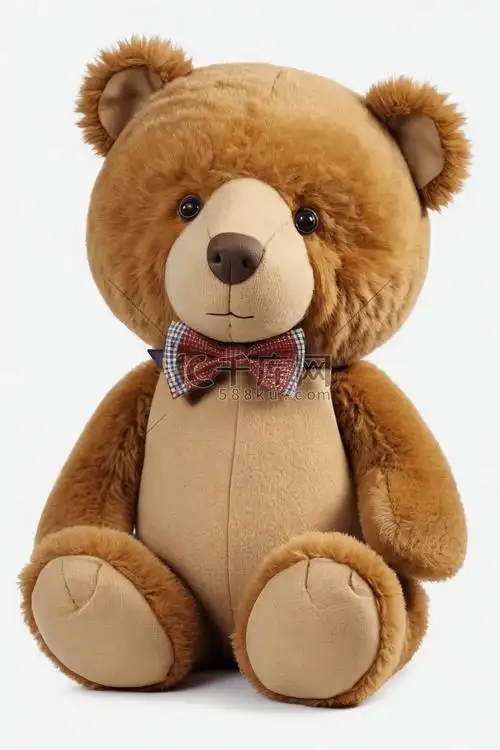 一只戴着领结的棕色泰迪熊高清图片