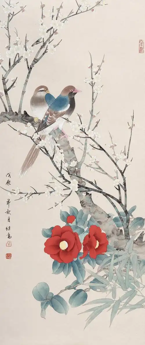 喻继高绘画作品师生情继高年轻时师从工笔画大师陈之佛,后潜心钻研