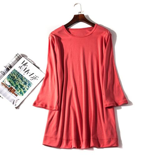 出口欧美单女装胸围86-170cm圆领纯色七分袖套头t恤女有大码d1047