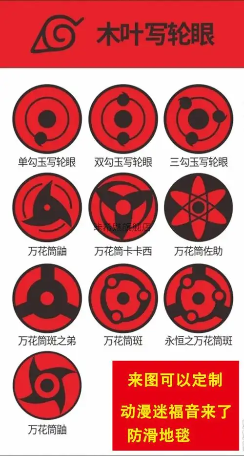 火影地毯卡通地毯动漫火影忍者无限月读写轮眼圆形地毯卧室休闲毯电脑