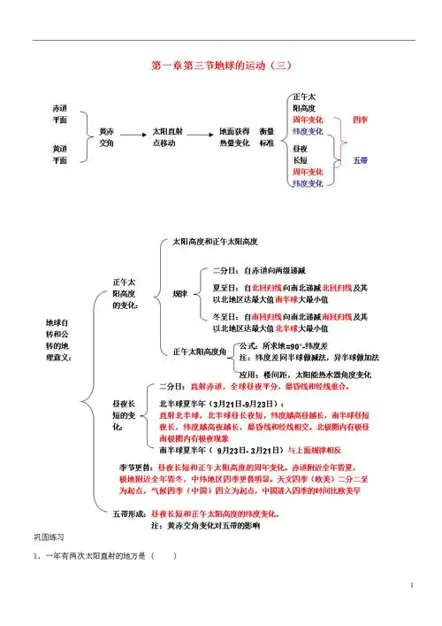 3节地球的运动三同步讲解与练习中图版.doc