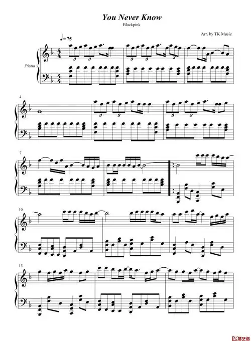 youneverknow钢琴谱blackpink