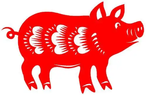 dc32猪传统窗花十二生肖动物宣纸植绒毛毡镂空剪纸成品