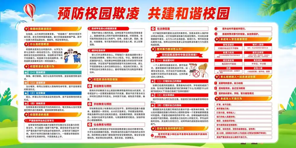 预防校园暴力 共建和谐校园展板