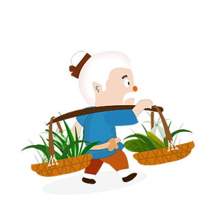 古风q版挑着扁担的老农夫