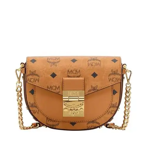 mcm女包棕色经典印花迷你圆形单肩马鞍包新年礼物