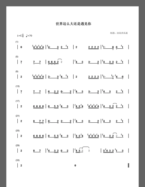世界这么大还是遇见你 简谱  这个会不会清晰一点?