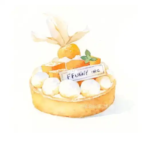 水彩清新配色的甜品