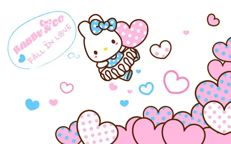 精选粉蓝爱心兔兔精美卡通桌面壁纸(八)下载