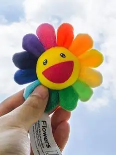 日本村上隆七彩色太阳花毛绒胸针王一博同款挂件ins别针饰品装饰