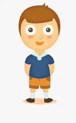 穿蓝色上衣站立的小男孩