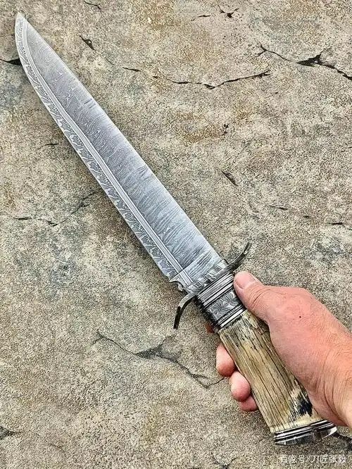 「鉴赏」猛犸牙化石柄大马士革搏伊刀