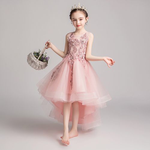 儿童礼服公主裙女童生日小女孩走秀花童主持人钢琴演出服粉色高端