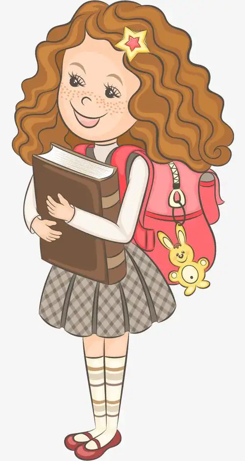 卡通卷发女生免抠图