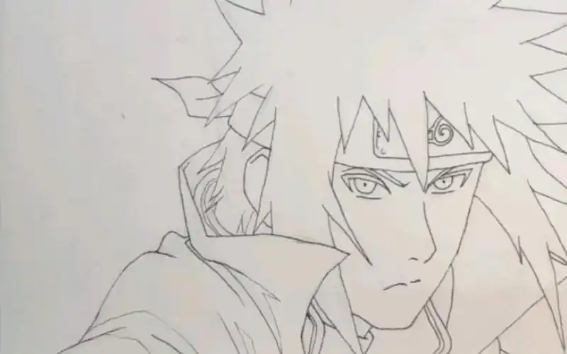 手绘波风水门-勾线过程