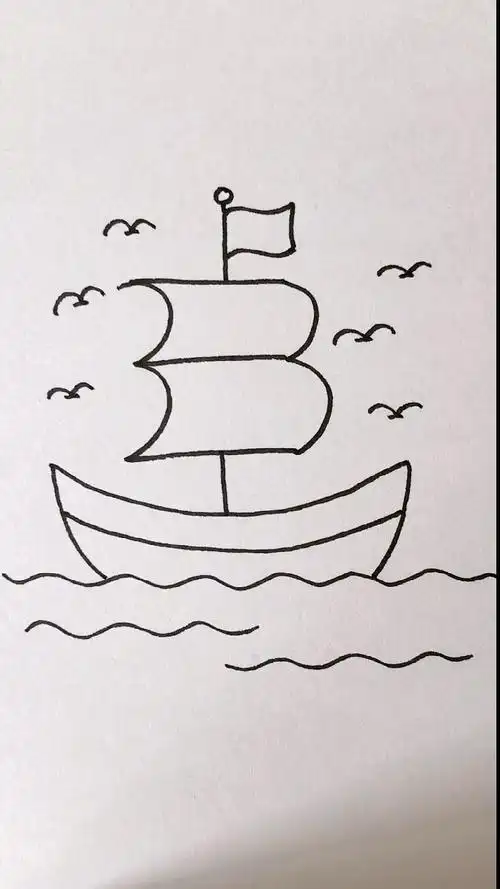 画画原来如此简单#帆船简笔画祝友友们一帆风顺,乘风破浪