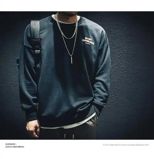 七匹狼旗下swjeans春秋美式卫衣男宽松潮牌大码上衣胖子潮流圆领无帽