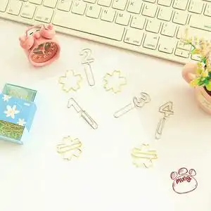 日韩风文具 创意小清新樱花数字造型金属回形针别针书签分页签