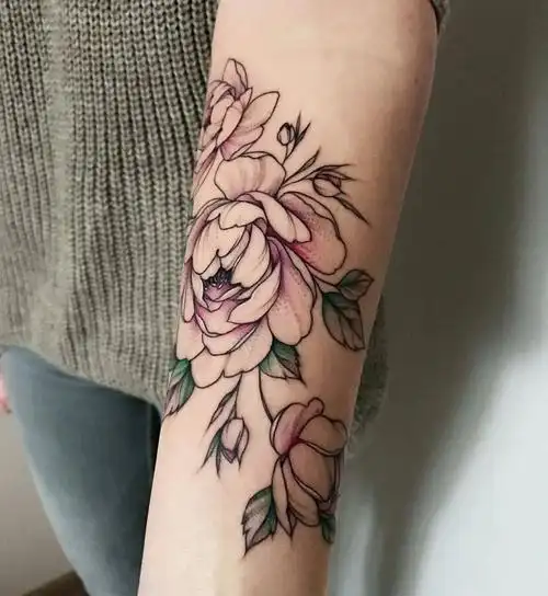 牡丹纹身图案手臂,牡丹纹身手稿手臂-图片大观-奇异网