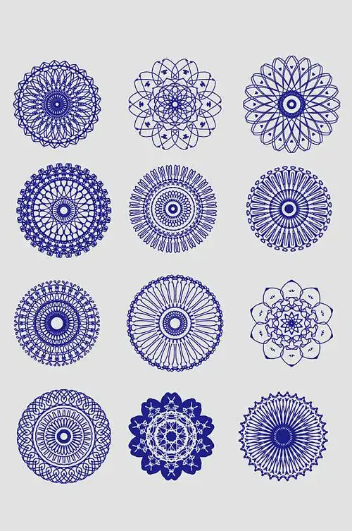 中式矢量圆形装饰花纹科技感线条组合圆形形状几何装饰图案元素简约