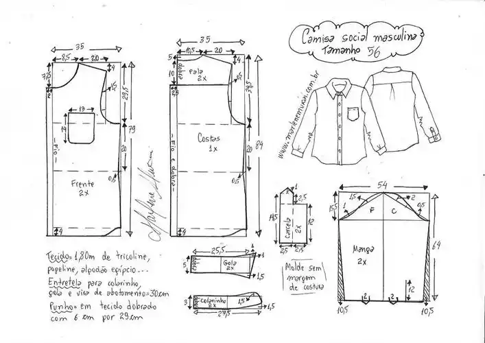 11码男士商务衬衫的图纸