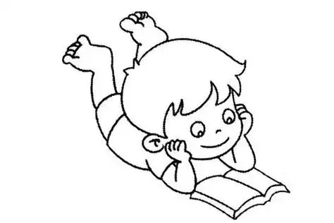 关于小孩趴着看书的简笔画