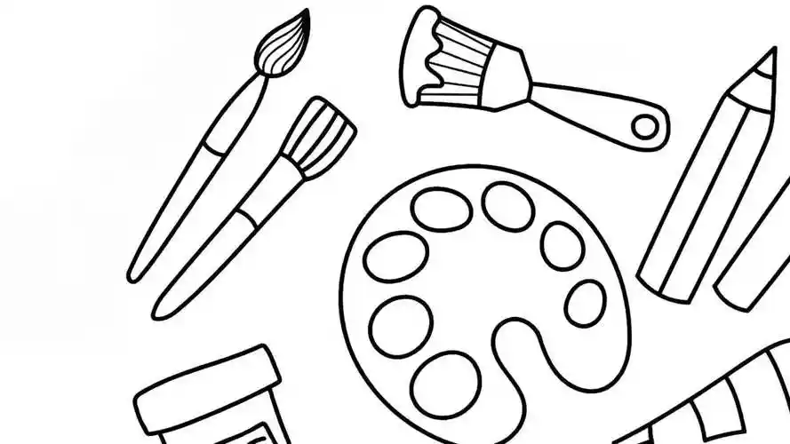 简笔画:彩色画笔的涂鸦绘画