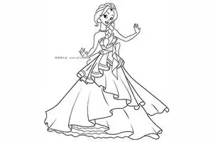 跳舞的公主简笔画图片照镜子的漂亮公主